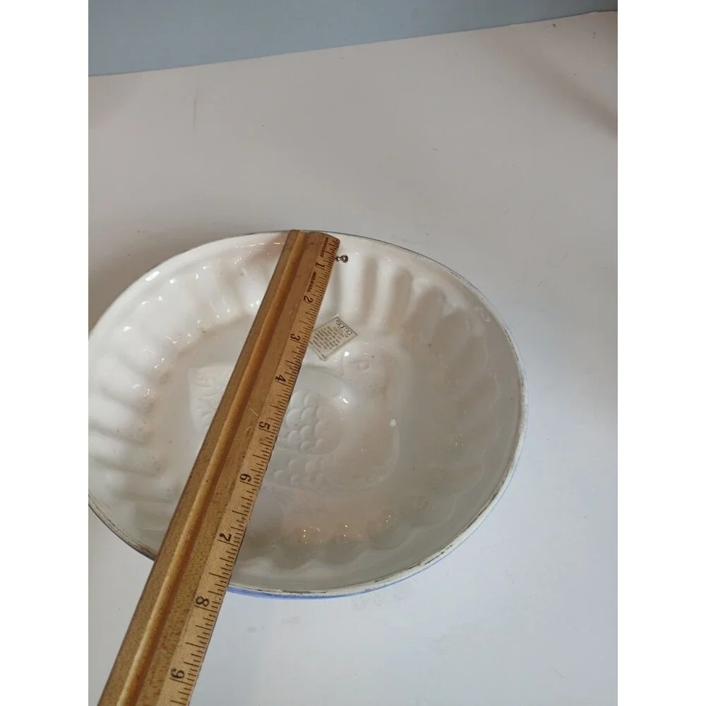 Sigma Tastesetter Goose Pottery Baking Mold Wall Decor Blue White Ceramic Jello